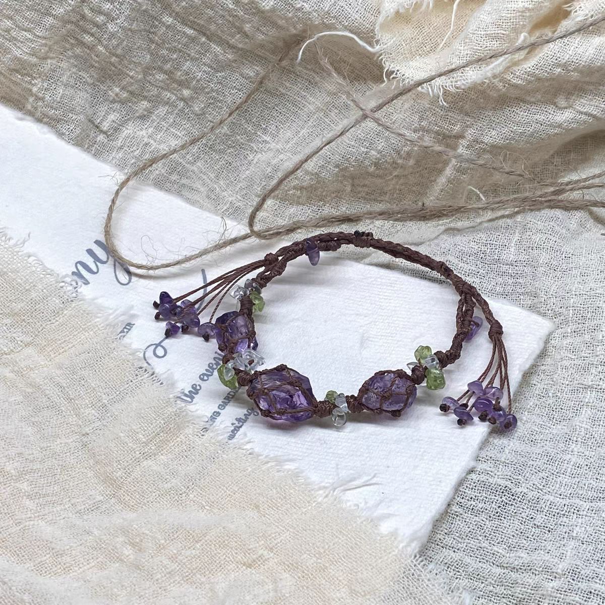 Amethyst bracelet handwoven