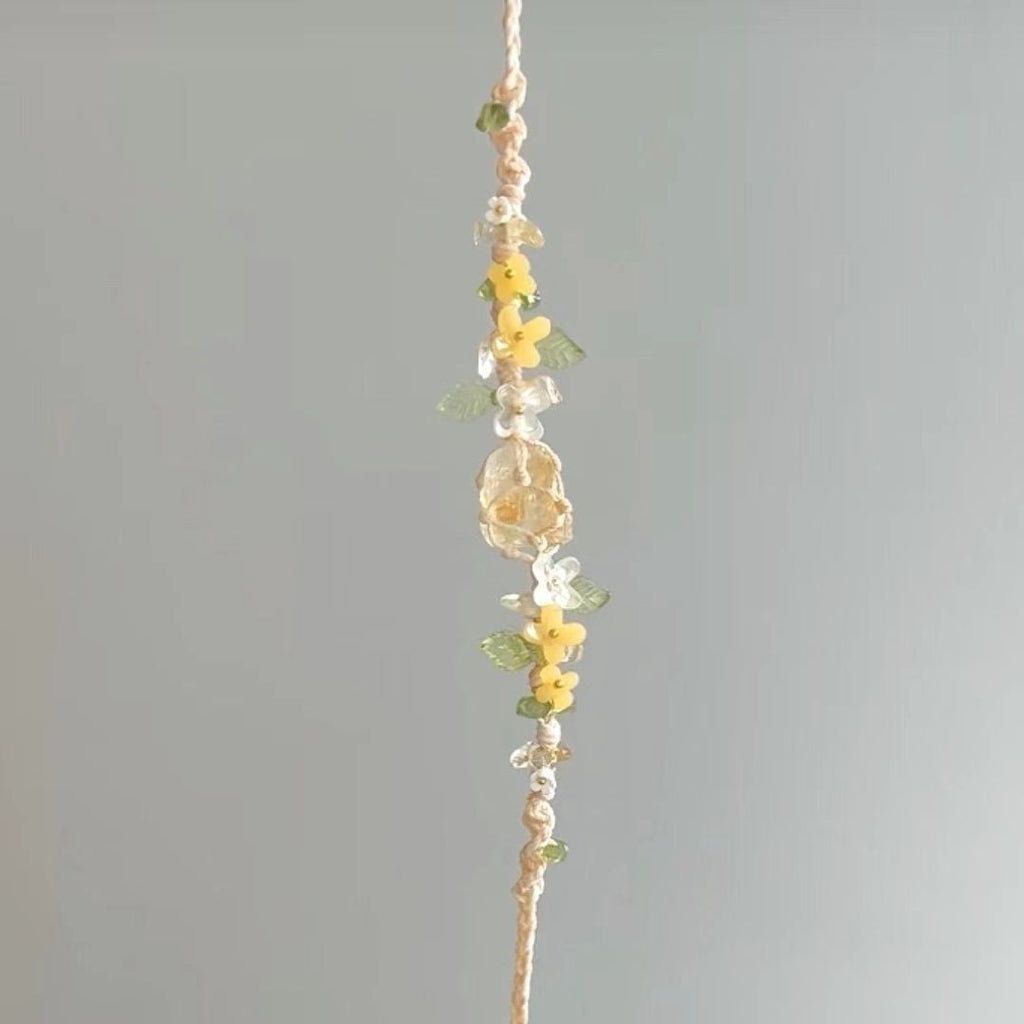 Original osmanthus impression crystal braided cord citrine raw stone bracelet
