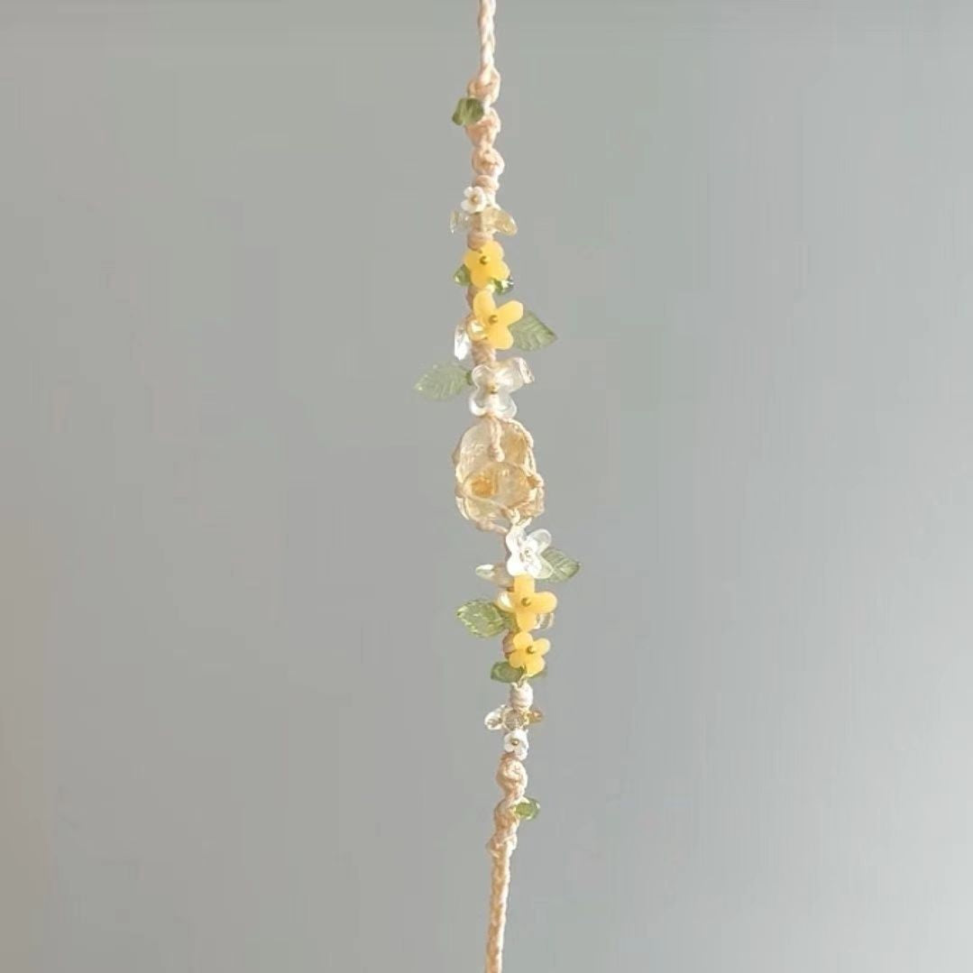 Original osmanthus impression crystal braided cord citrine raw stone bracelet