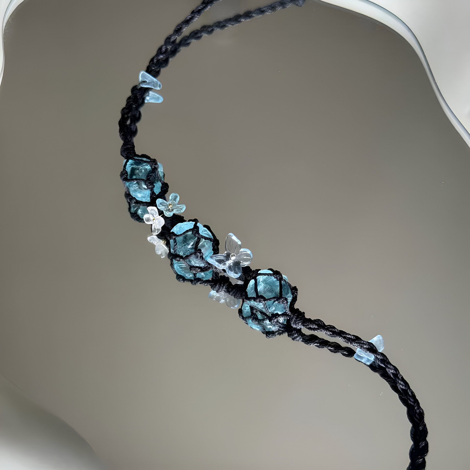 Hand-woven crystal bracelet couple bracelet deep sea blue
