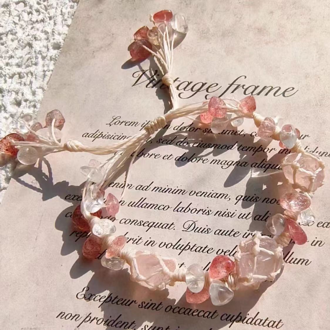 Handwoven new arrival crystal rough stone bracelet