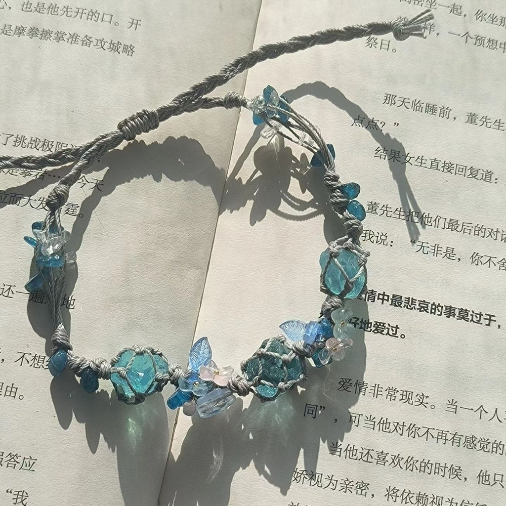 New handmade braided bracelet with raw stone accents