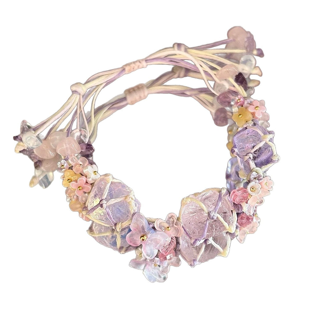 Crystal raw stone braided bracelet - fresh & chic summer style for girls - dopamine jewelry