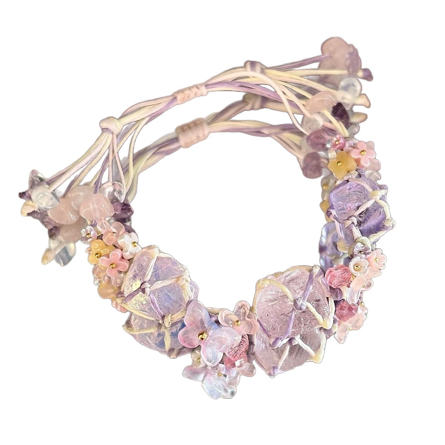 Crystal raw stone braided bracelet - fresh & chic summer style for girls - dopamine jewelry