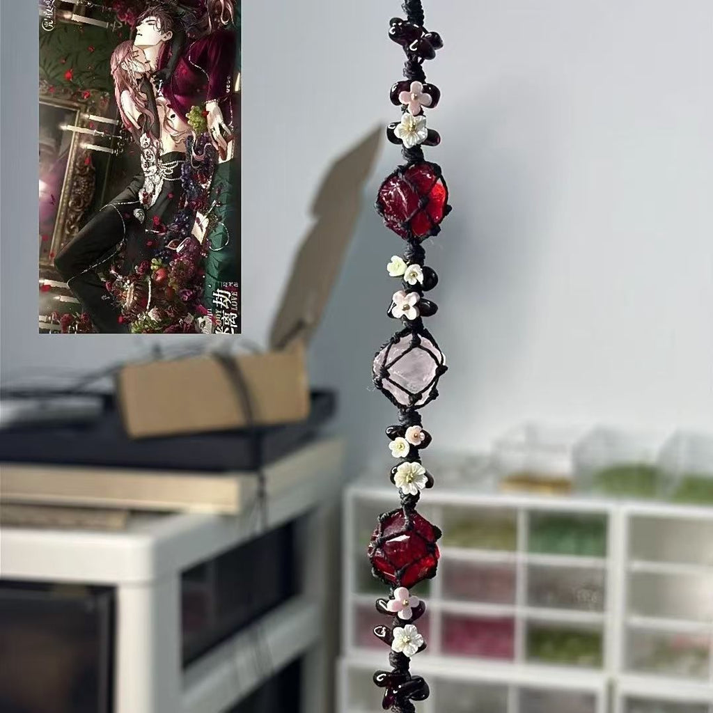 【lava's gentle embrace】handwoven garnet bracelet