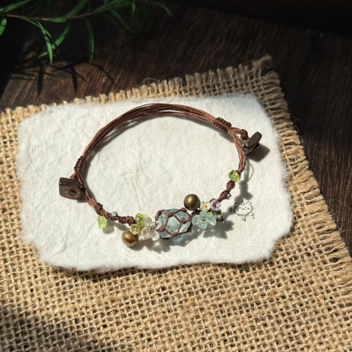 Transparent blue crystal bracelet hand-woven bracelet