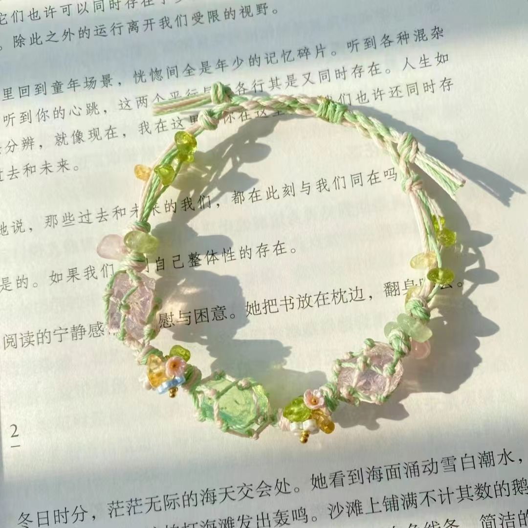 Crystal bracelet handmade diy braided raw stone new style bracelet