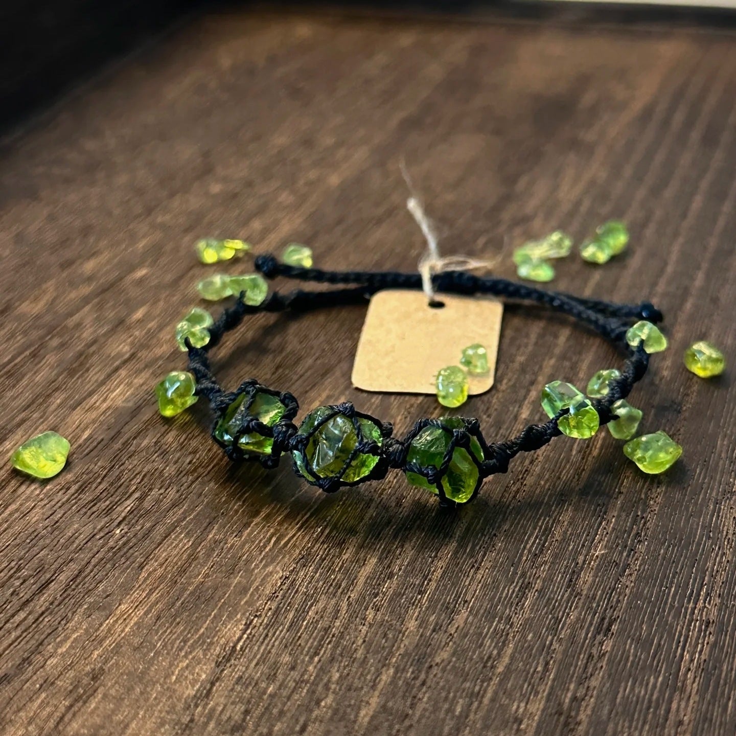 Crystal handmade hand rope olive green bracelet