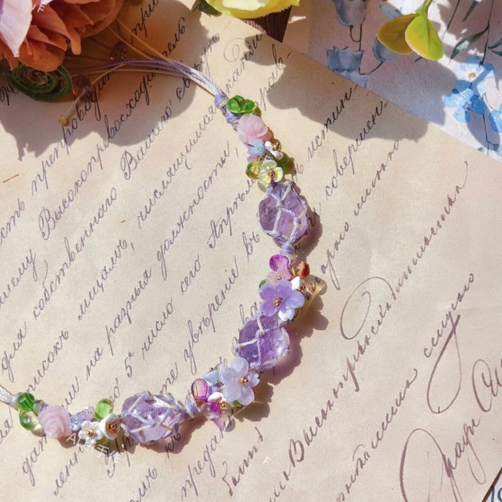 Original transparent purple crystal braided rope bracelet