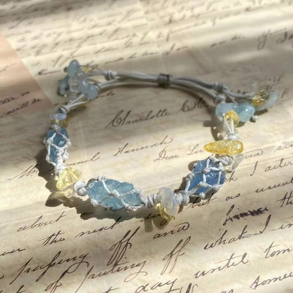 Aquamarine bracelet original good-looking bestie couple crystal handmade bracelet bracelet