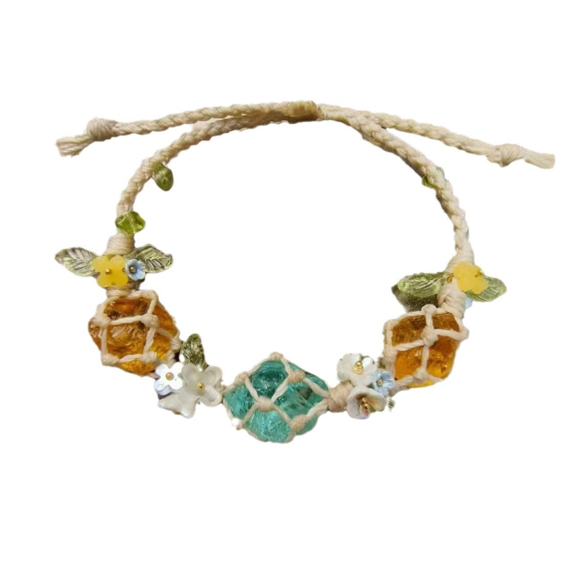 New chinoiserie raw stone bracelet original glazed crystal bracelet