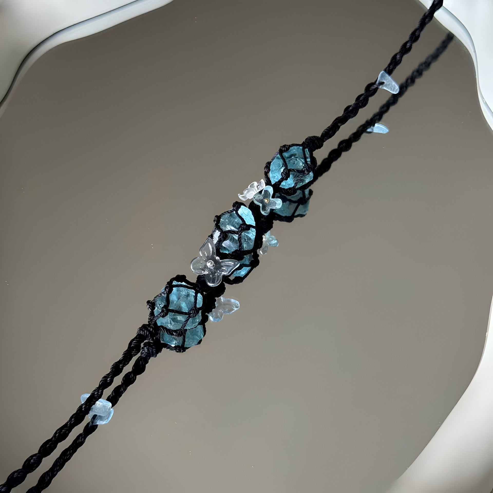 Hand-woven crystal bracelet couple bracelet deep sea blue