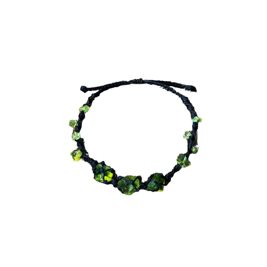 Crystal handmade hand rope olive green bracelet