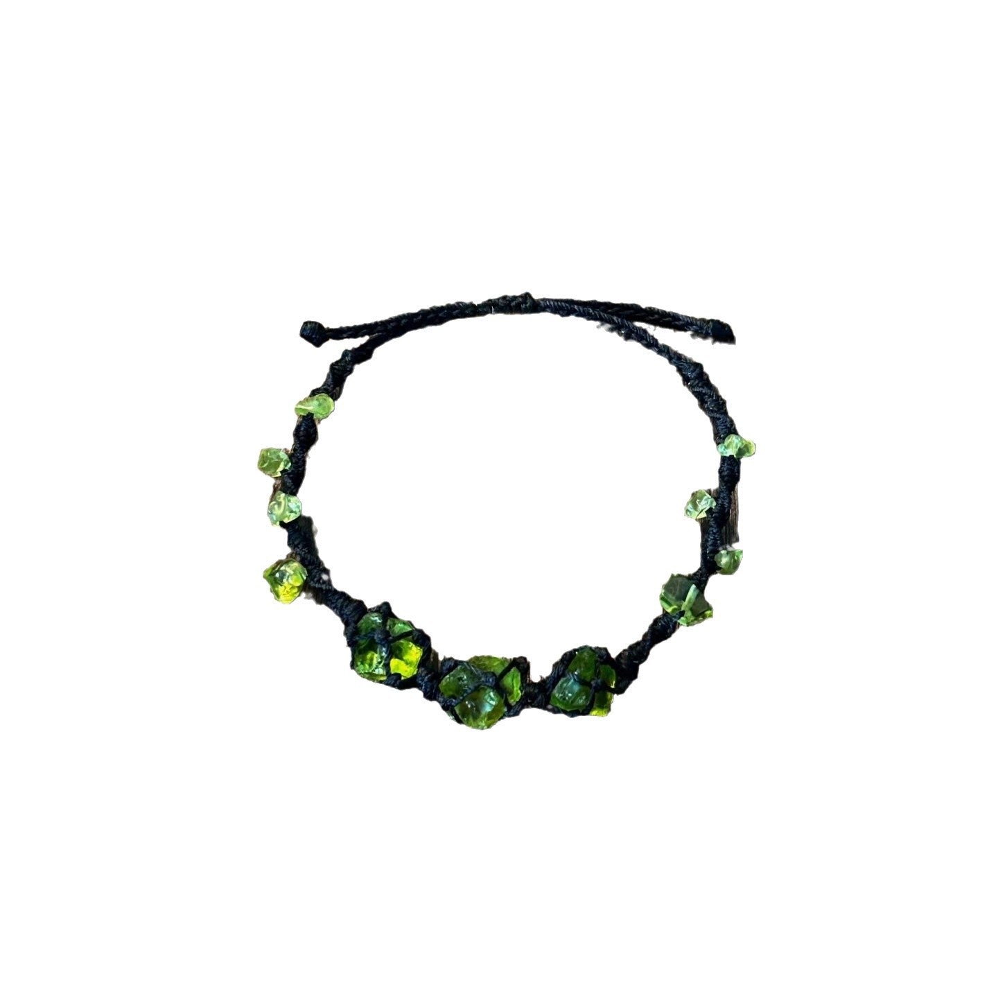 Crystal handmade hand rope olive green bracelet