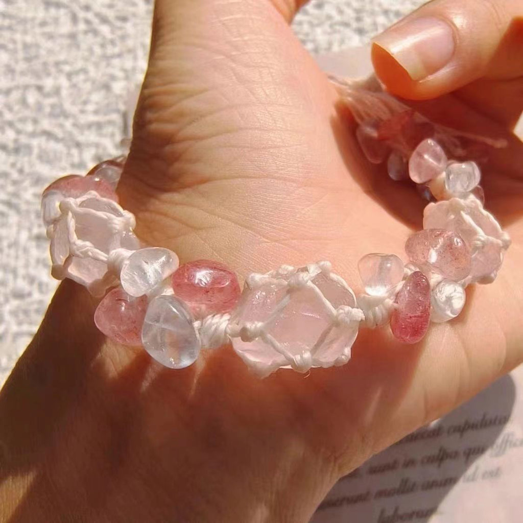 Handwoven new arrival crystal rough stone bracelet