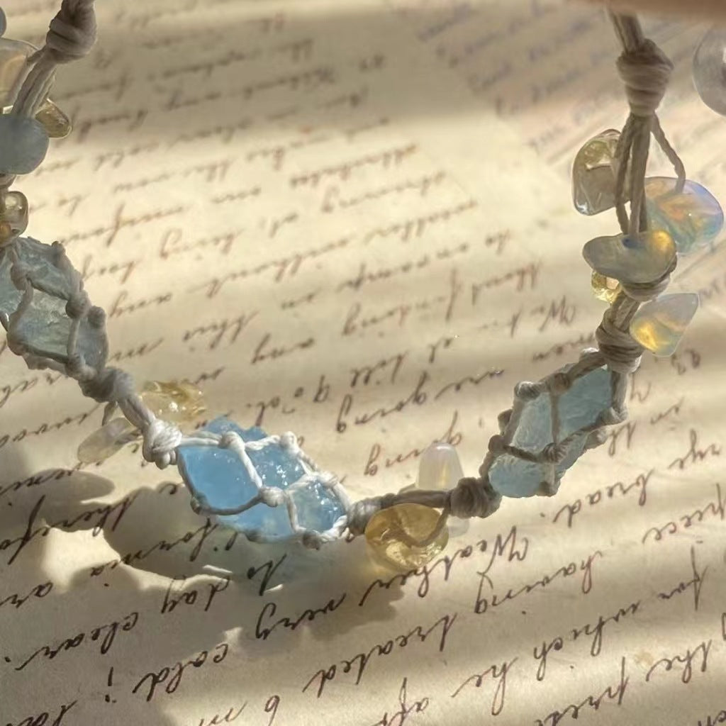 Aquamarine bracelet original good-looking bestie couple crystal handmade bracelet bracelet