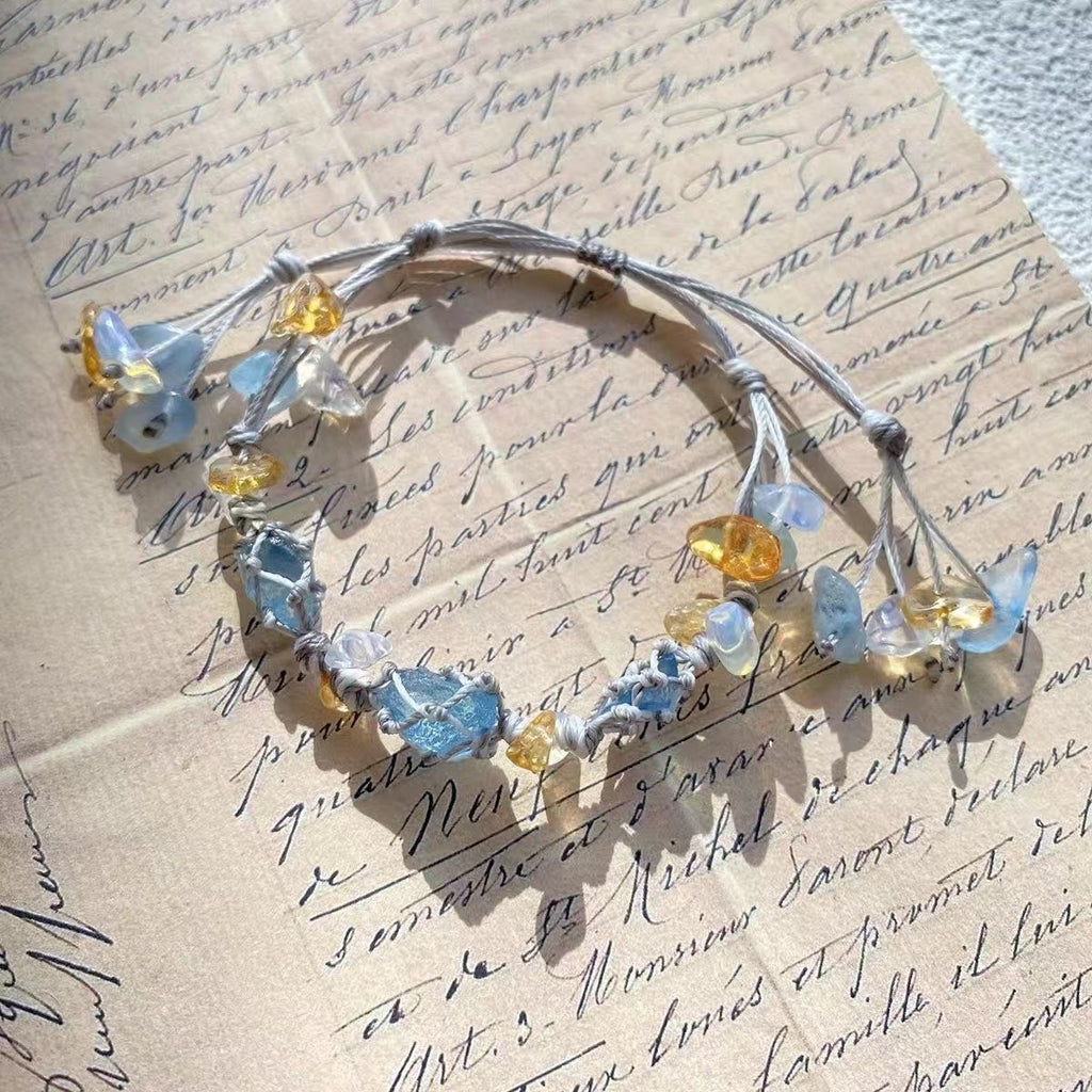 Aquamarine bracelet original good-looking bestie couple crystal handmade bracelet bracelet