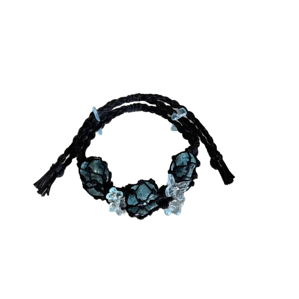 Hand-woven crystal bracelet couple bracelet deep sea blue