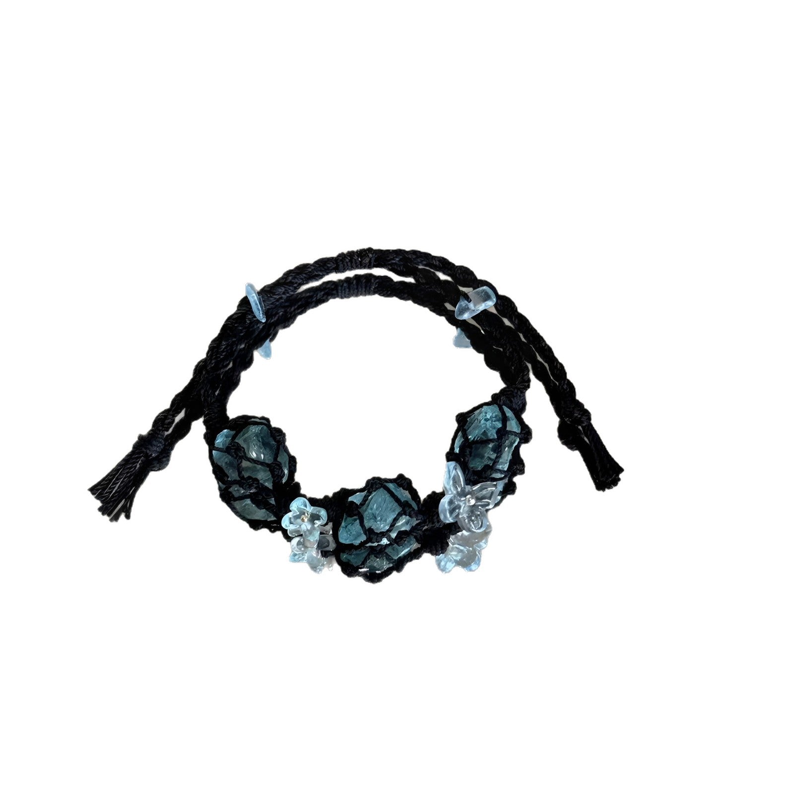 Hand-woven crystal bracelet couple bracelet deep sea blue