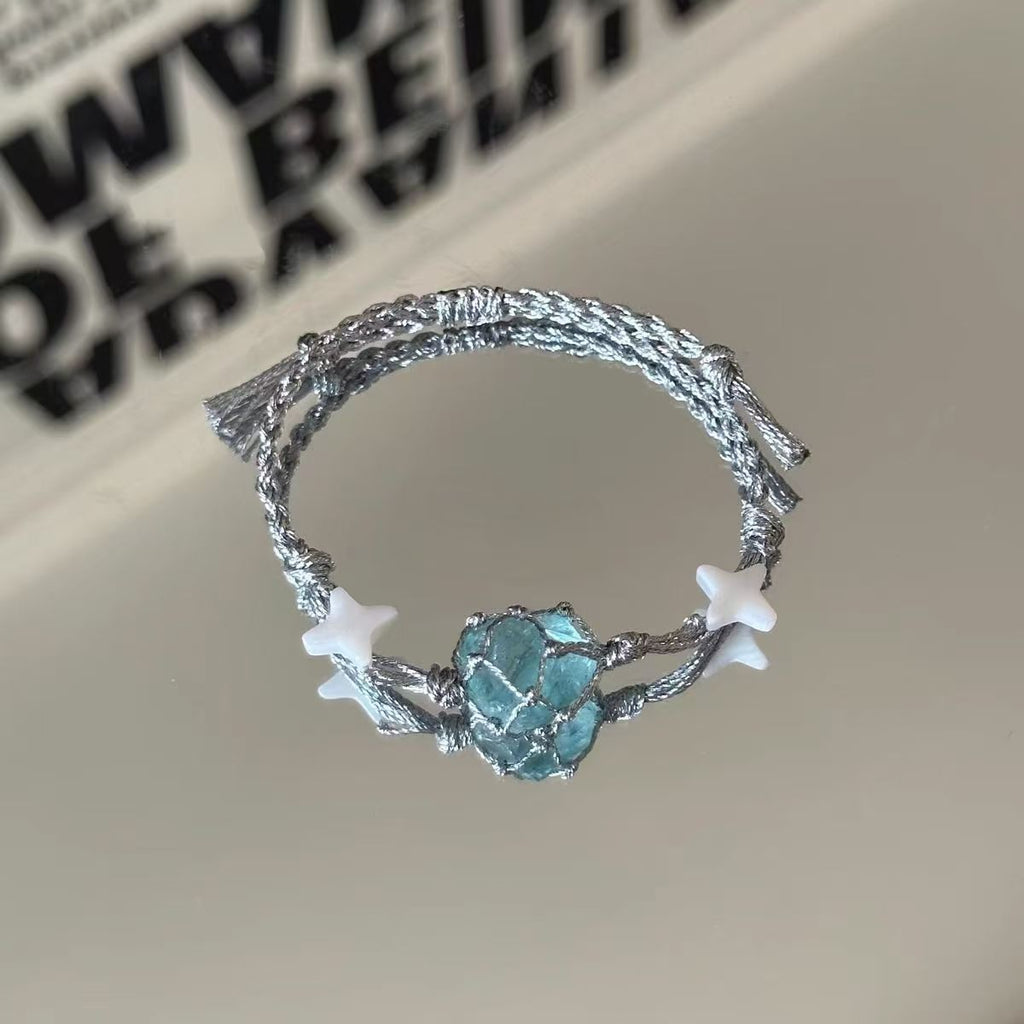 Maldives blue crystal braided rope bracelet