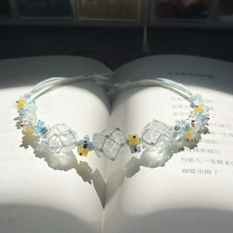 Handmade crystal flower garland bracelet