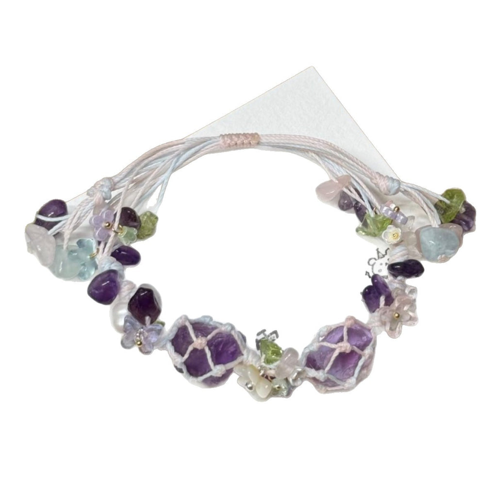 Purple crystal bracelet handwoven