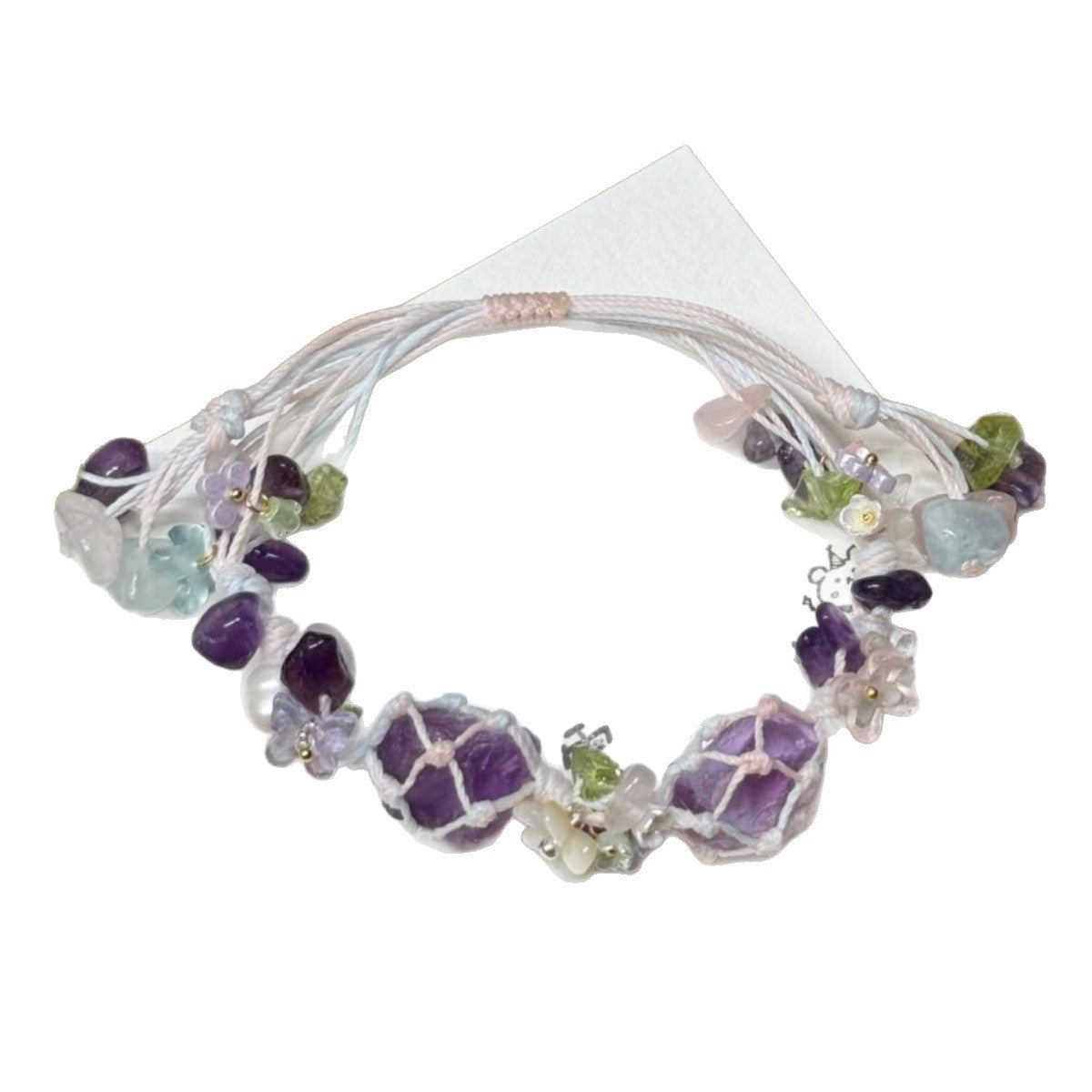 Purple crystal bracelet handwoven