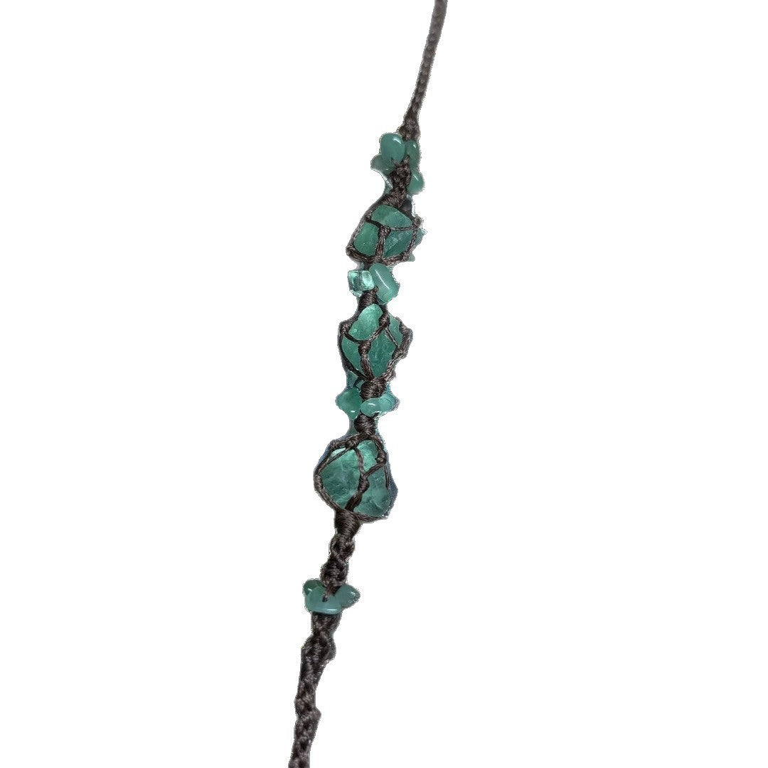 Green fluorite crystal bracelet handmade braided stone bracelet