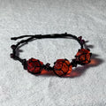 Original garnet bracelet with red glass beads and hand-woven design